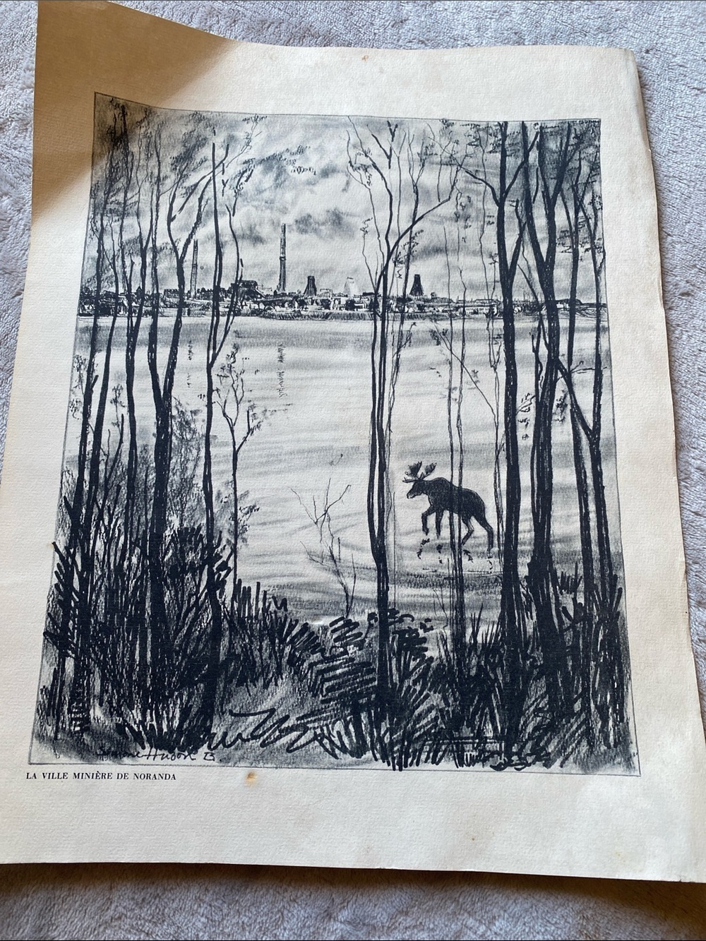Vintage Simone Hudson Woodland Moose Original Print